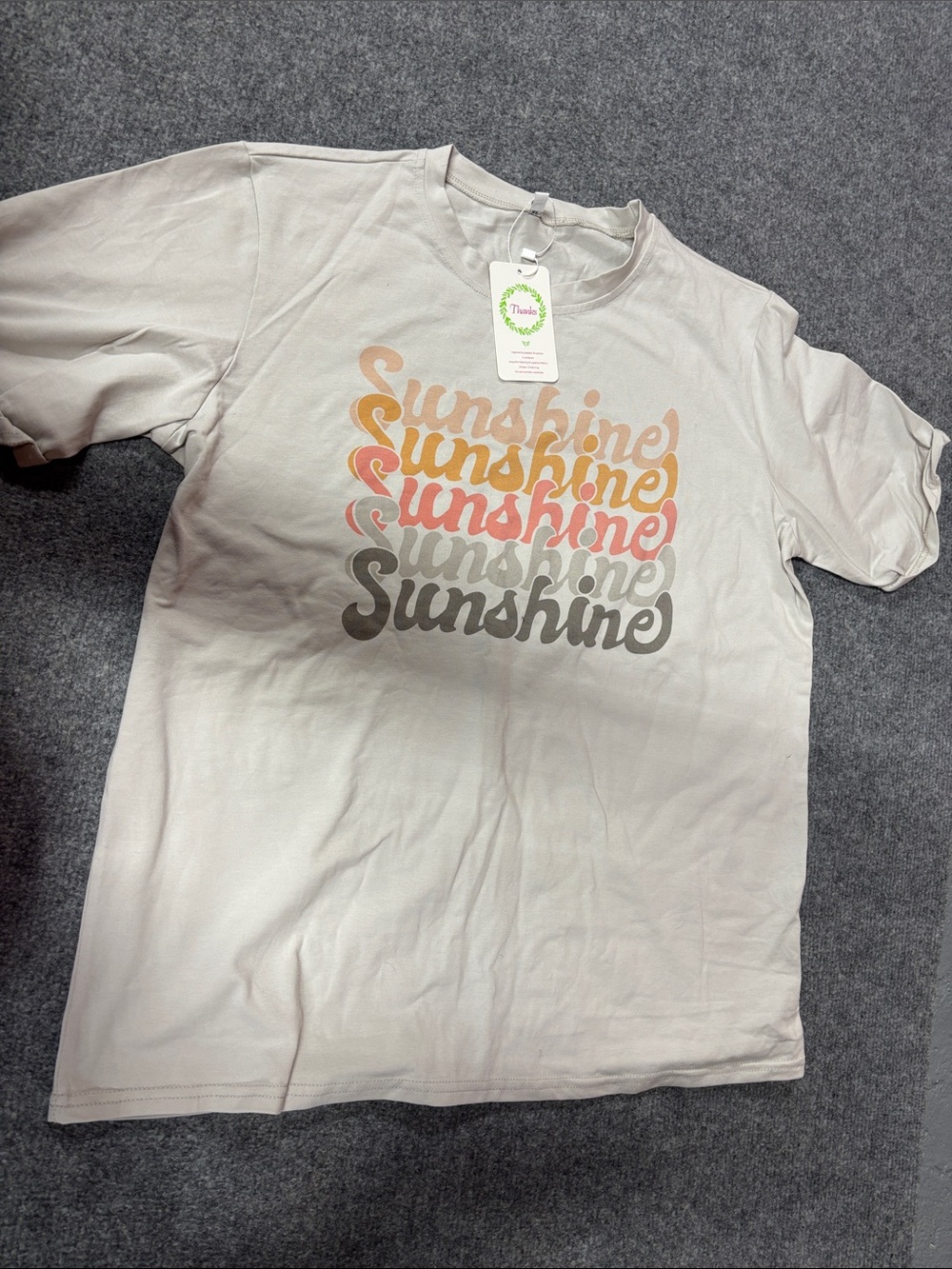 Womens Sunshine Graphic Tee - Cream with Gradient Print